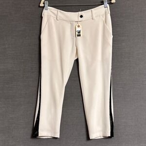 Norisol Ferrari Pants 4 Cream Gray‎ Tuxedo Silk Cropped Luxury Cocktail Wedding